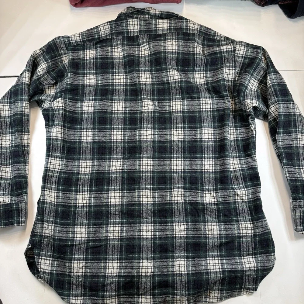 VTG Pendleton Wool Flannel Shirt Mens Large Green Dress Campbell‎ Tartan USA